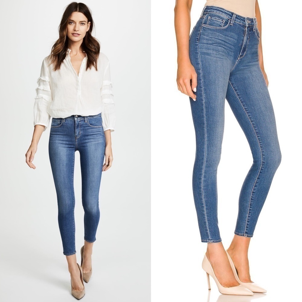NEW L’AGENCE Margot High Waist Distressed Ankle Cropped‎ Slimming Skinny Jean 25